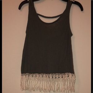 Rue 21 Green Tank Top With Decorative Hem